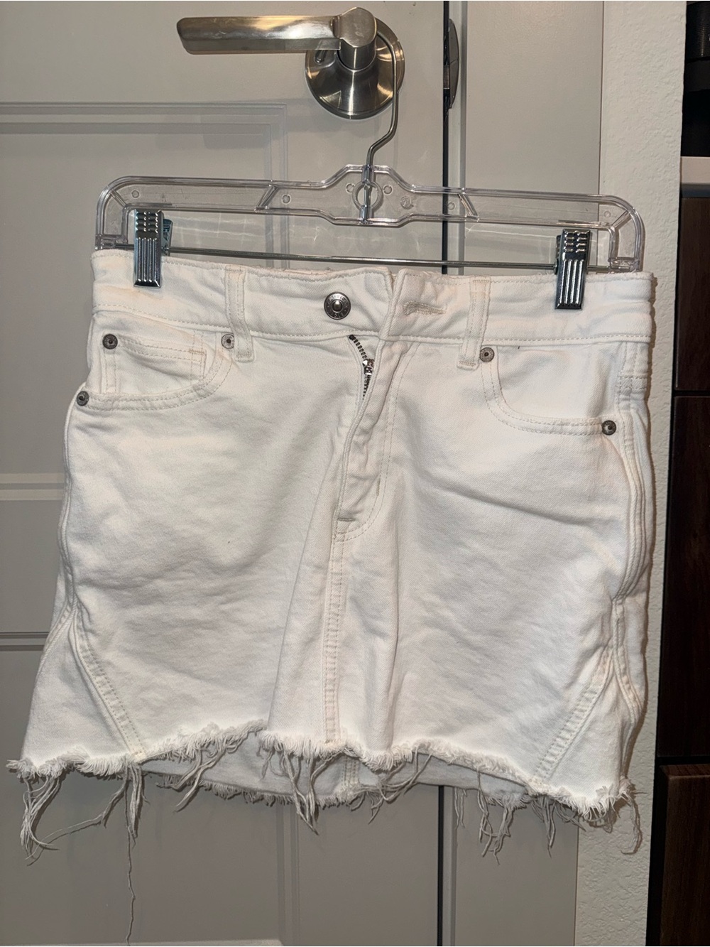 American Eagle  White Denim Mini Skirt